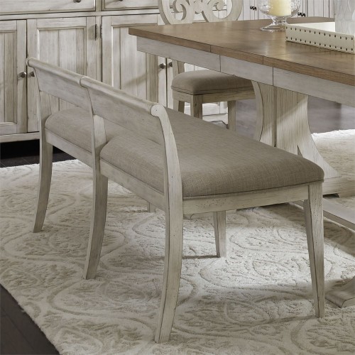 FARMHOUSE REIMAGINED UPHOLSTERED DINING BENCH